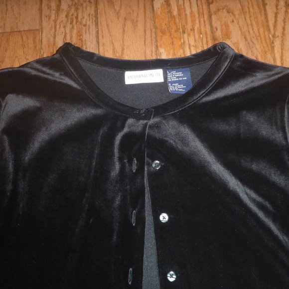 Woman's Cardigan Style Knit Top w/ Plush Velvet Finish - Picture 2 of 3